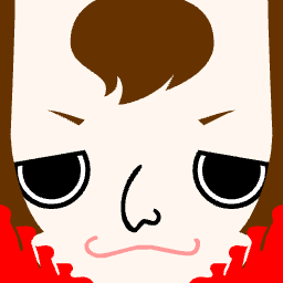 Avatar with tired, half-closed eyes and drooping brown hair