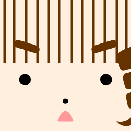 Avatar with brown striped bangs and a small coral mouth