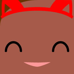 Avatar wearing red cat ears with closed happy eyes