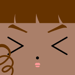 Avatar with sharply closed eyes and a curly side lock