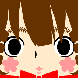Avatar with pigtail bangs, a red bow, and pink blush