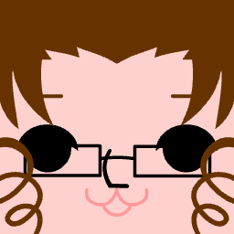 Avatar wearing square glasses under heart-shaped brown bangs