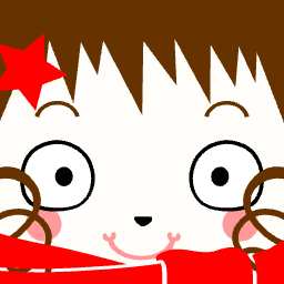 Avatar with a red star hair clip and round eyes