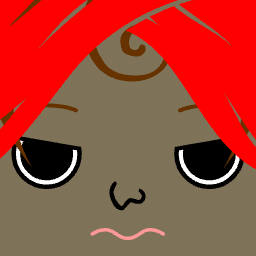 Avatar with red hair and a small brown hair curl