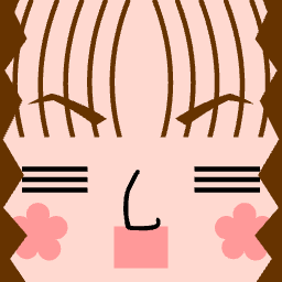 Avatar with striped bangs and a pink cheek patch