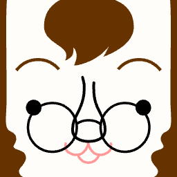 Avatar with round glasses and rounded brown bangs