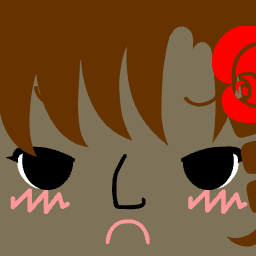 Avatar with a small red bow and zig-zag blush marks