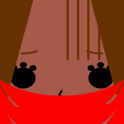 Avatar with closed eyes wrapped in a red scarf