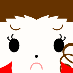 Avatar with a red collar and a curly side lock
