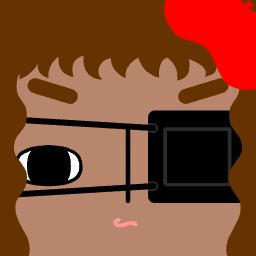 Avatar with a dark square monocle over one eye