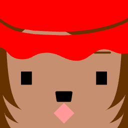 Avatar wearing a red hat with a small square mouth
