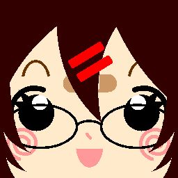 Avatar wearing round glasses with swirl-shaped cheek blush