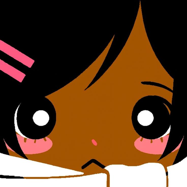 Avatar with pink hair clips and round black-and-white eyes
