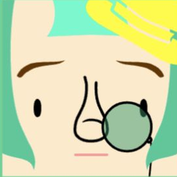 Avatar wearing a striped yellow hat and a round mint monocle over one eye