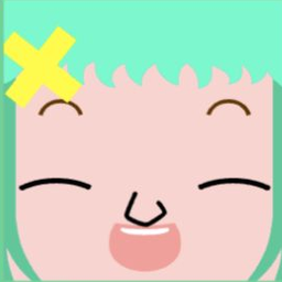 Pink avatar with choppy mint bangs, yellow hair clips, and a closed-eye grin