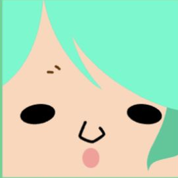 Avatar with tall parted mint hair, black oval eyes, and a round coral mouth