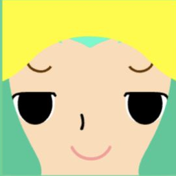 Avatar with cream bangs, a mint crown of hair, and a gentle coral smile