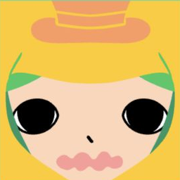 Avatar wearing a yellow hat over mint hair with black eyes and scalloped pink lips