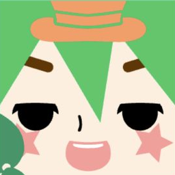 White avatar in an orange hat with mint bangs, star cheeks, and a broad pink smile