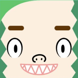 White avatar with mint side tufts, wide oval eyes, a pig nose, and a toothy grin