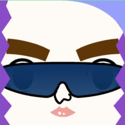 White avatar with lavender side hair and oversized navy wraparound sunglasses