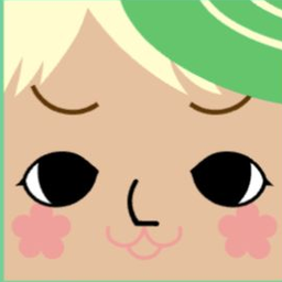 Peach avatar in a green hat with cream bangs, flower cheeks, and a cat-like smile