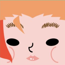 Pink avatar with swept coral hair, long lashes, and curled cheek markings