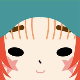 White avatar with coral-and-mint fringe, star cheeks, and a gentle smile