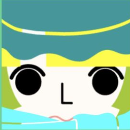 White avatar in a wide teal hat with yellow hair, round eyes, and a teal neck bow