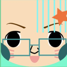 Avatar with striped aqua bangs, an orange star clip, square glasses, and round cheeks