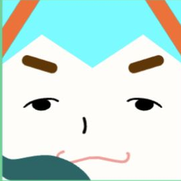 White avatar with pointed aqua bangs, thick brows, narrow eyes, and a wavy frown