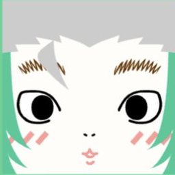 White avatar with spiky gray hair, wide eyes, diagonal blush, and puckered lips