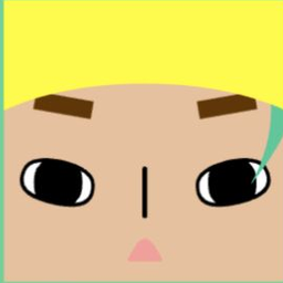 Tan avatar under a bright yellow cap with narrow black eyes and a triangle mouth