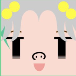 Pink avatar with heart-shaped gray bangs, yellow clips, a pig nose, and a tongue-out smile