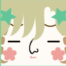 White avatar with sage bangs, mint star clips, flower cheeks, and closed eyes