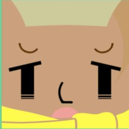 Brown avatar with blocky sage hair, closed line eyes, and a yellow scarf