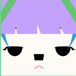 White avatar with straight lavender fringe under a green hat and a tiny frown