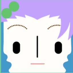 White avatar with lavender side hair, a green bubble clip, and a flat pink mouth