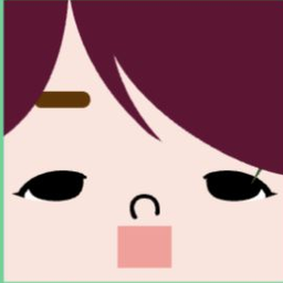 Pink avatar with side-swept plum hair, narrow eyes, and a square open mouth