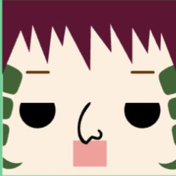 White avatar with jagged plum bangs, sleepy eyes, mint side locks, and a square mouth